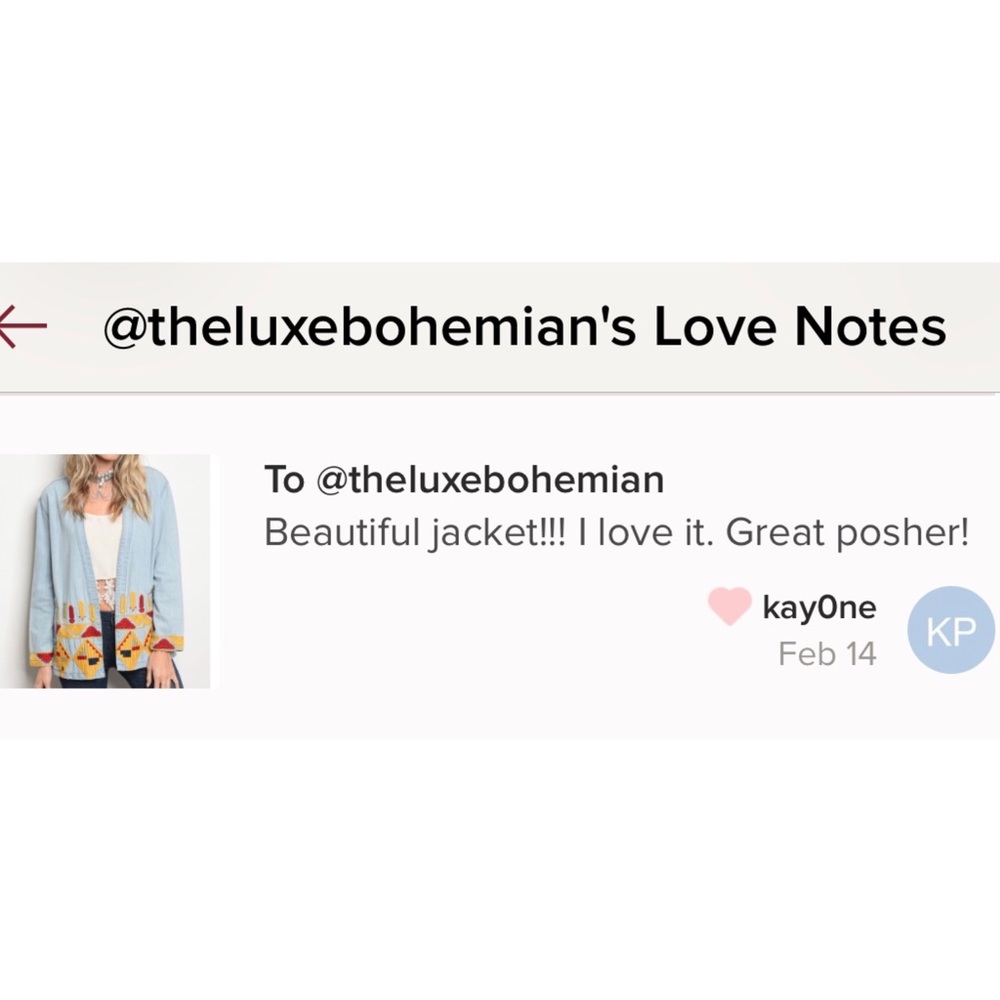 LAST ONE SZ SMALL Embroidered Peruvian Jean Jacket - Picture 5 of 6